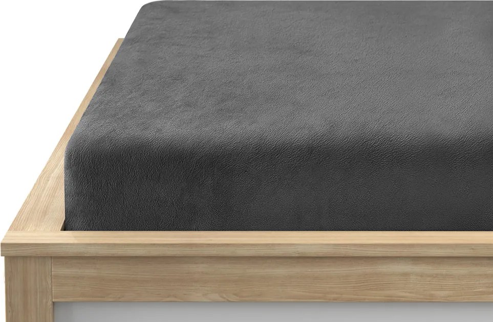 PrzytulneMieszkanie.pl Prześcieradło z mikropluszu SOFT 200x220 cm ciemnoszare
