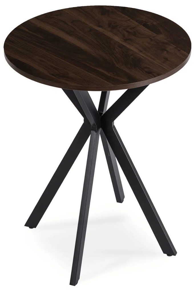 Stół Okrągły LAUREN 60 cm Orzech/Czarny Loft Nowoczesny