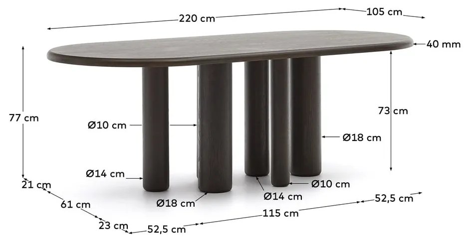 Stół 105x220 cm Mailen – Kave Home