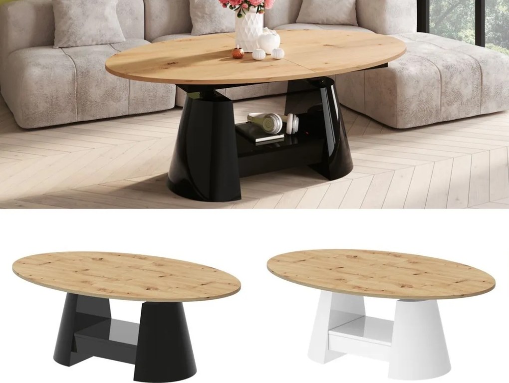 Owalny ławostół Calabro Max Hubertus dąb / połysk