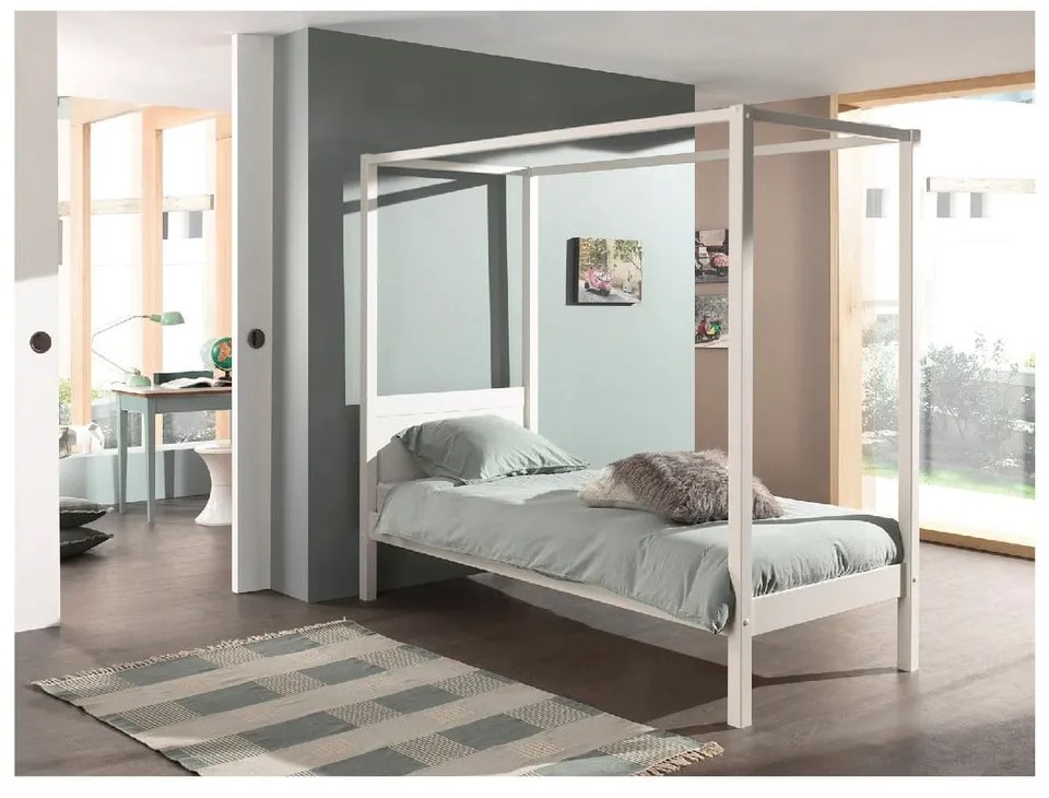 Białe łóżko dziecięce 90x200 cm PINO CANOPY – Vipack