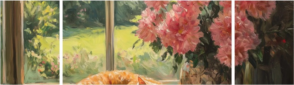Obraz - Kot na oknie (170x50 cm)