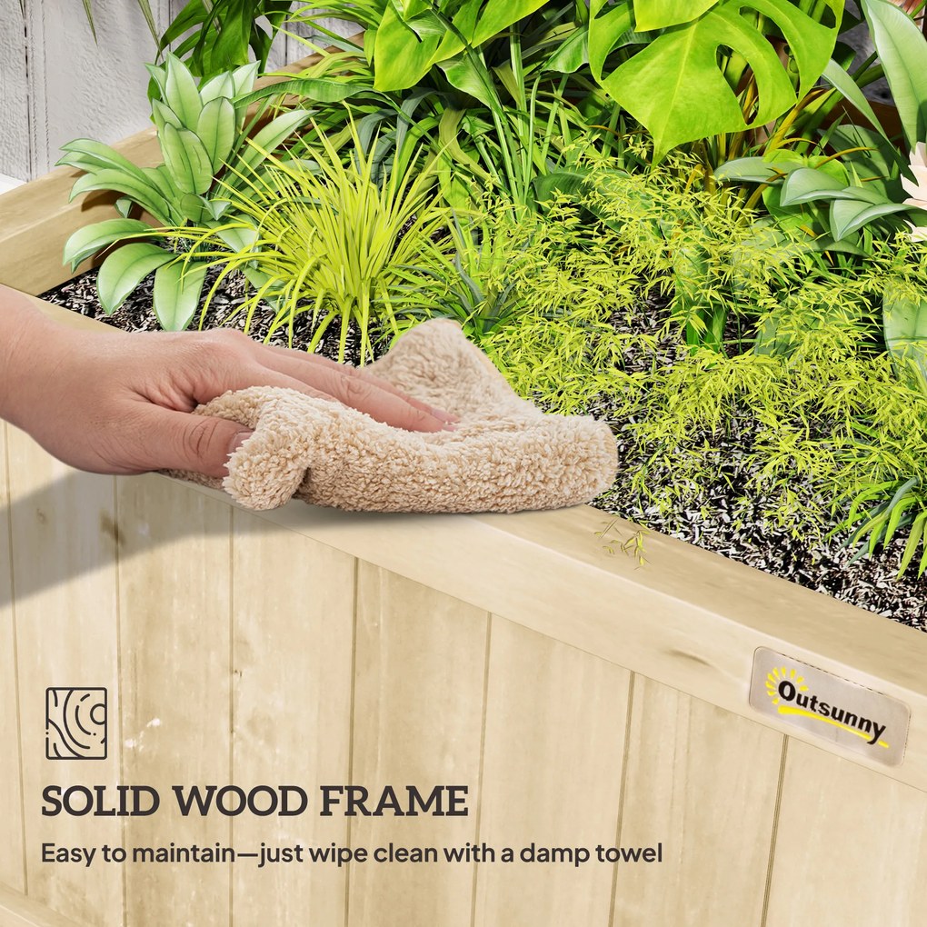 Outsunny Podwyższana grządka z kratą i daszkiem, skrzynia do sadzenia, rabata na kwiaty, odporna na warunki atmosferyczne, drewno, 90 x 45 x 183 cm, naturalne drewno | Aosom PL
