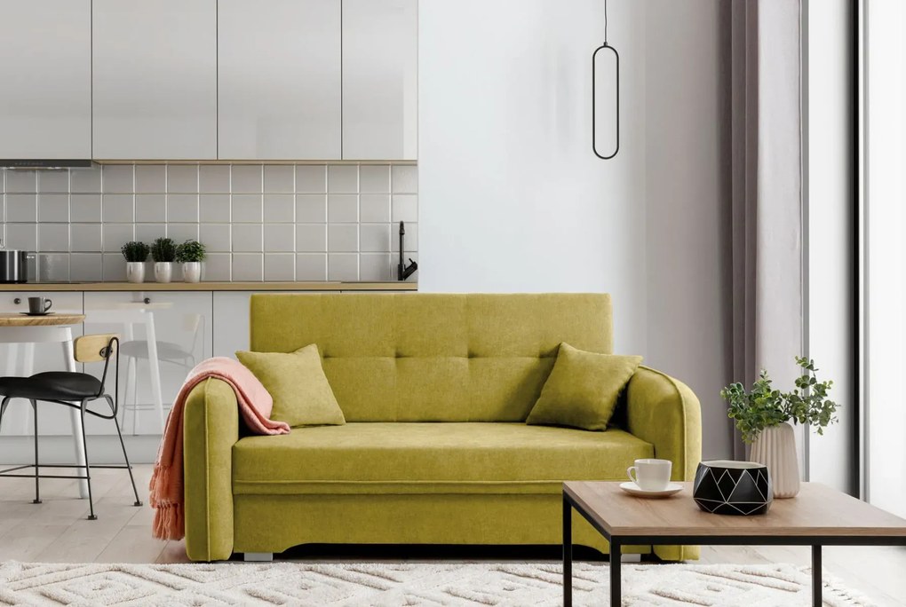 Sofa rozkładana z funkcją spania LAINE żółta ELTAP
