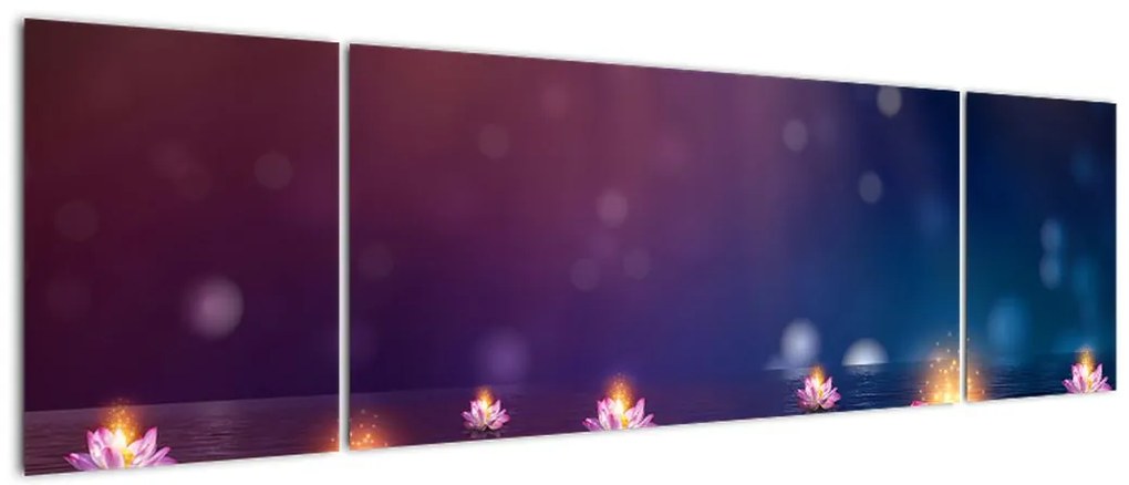 Obraz - Magiczne lilie wodne (170x50 cm)