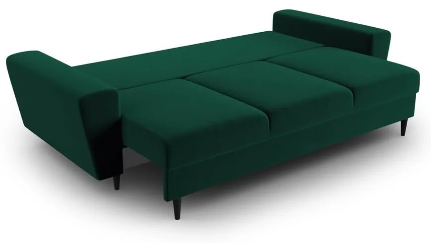 Zielona aksamitna rozkładana/ze schowkiem sofa 235 cm Kyoto – Cosmopolitan Design