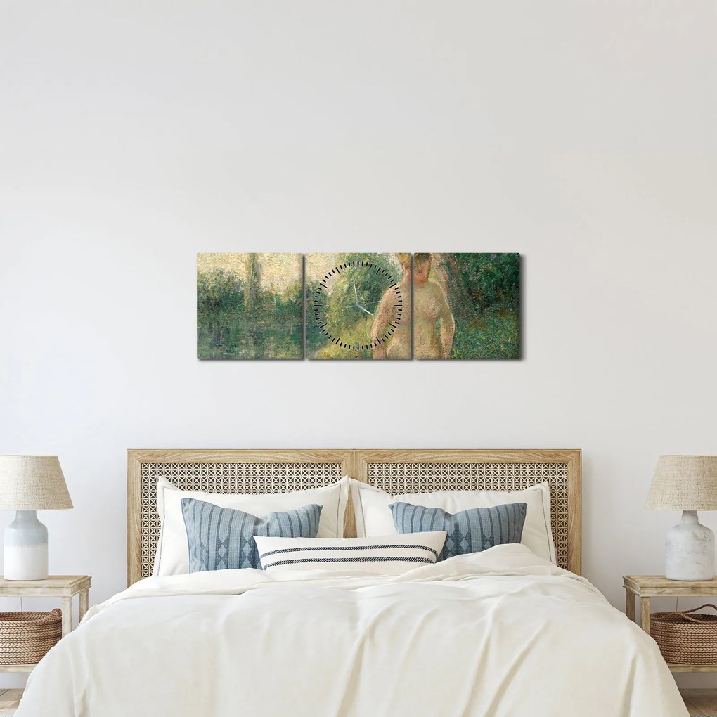 Obraz - Camille Pissarro, The Bather, reprodukcje (z zegarem) (90x30 cm)