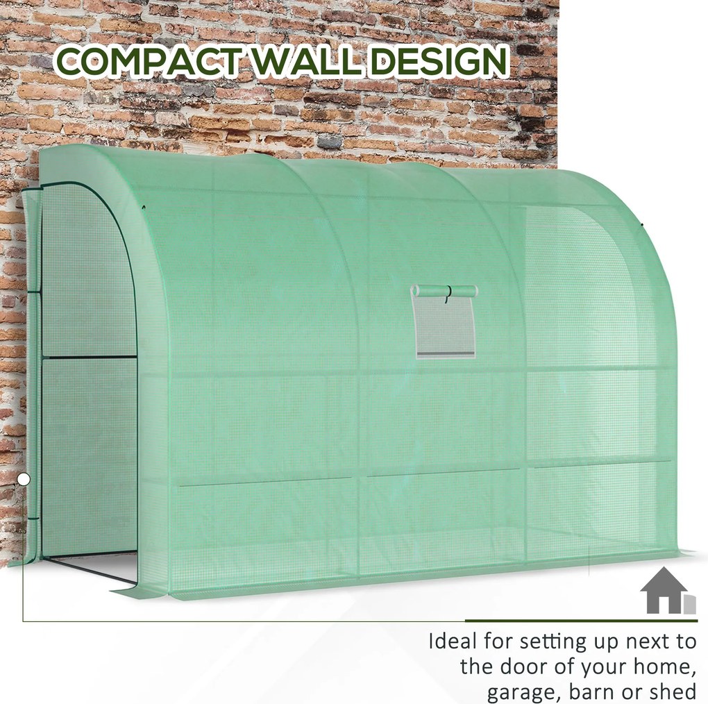 Outsunny Szklarnia ogrodowa z pokrywą z folii, odporna na UV, 3 poziomy, drzwi na zamek błyskawiczny, Zielona