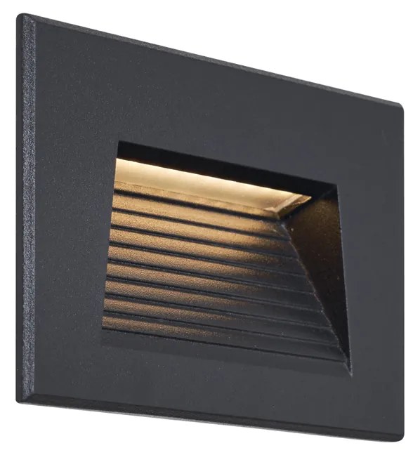 Zewnetrzna Nowoczesna Lampa Ścienna Wpuszczana Czarna 11.5cm z LED IP65 - Trem Nowoczesny Oswietlenie zewnetrzne