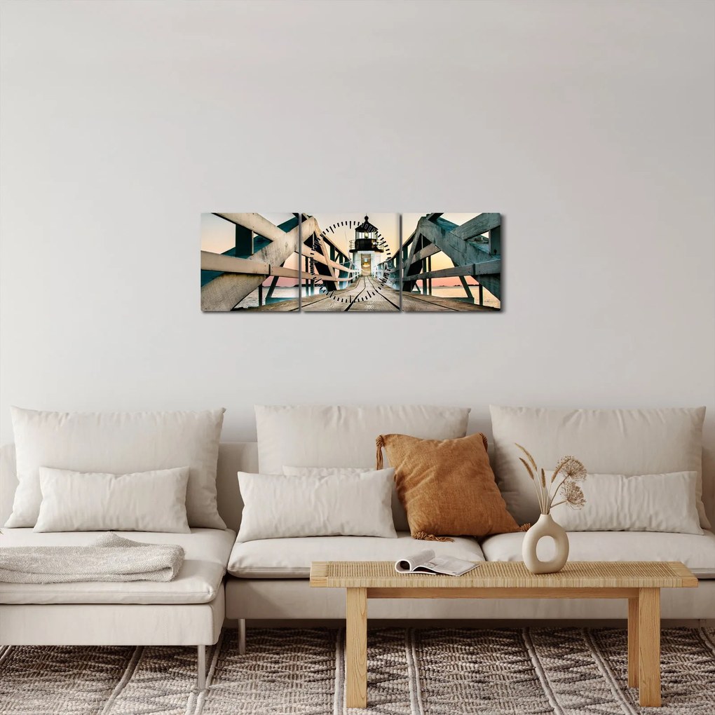 Obraz - Na molo (z zegarem) (90x30 cm)