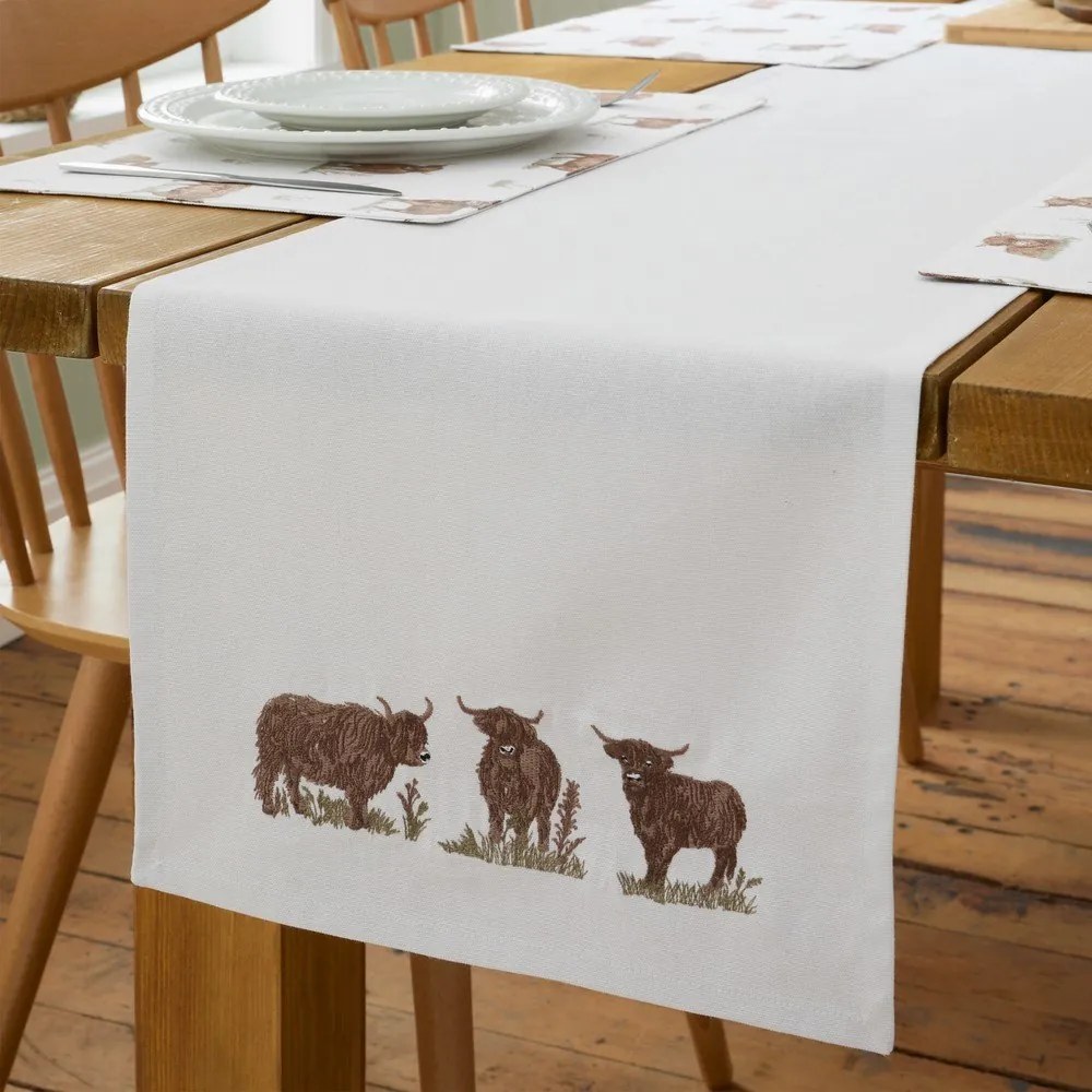 Bawełniany bieżnik 33x220 cm Angus Highland Cow – Catherine Lansfield