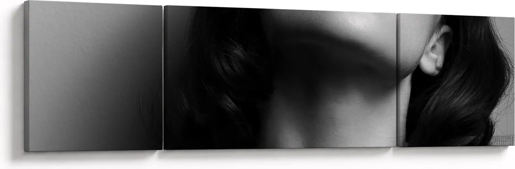 Obraz - Portret kobiety z czerwoną szminką (170x50 cm)
