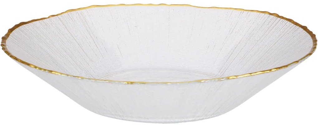 Szklany talerz głeboki ze złotą obwódką DATURA, 20 cm