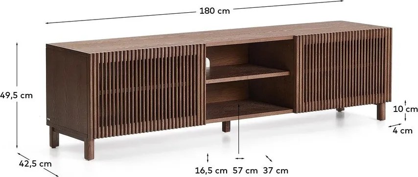 Ciemnobrązowa szafka pod TV w dekorze orzecha 180x49,5x42,5 cm Beyla – Kave Home