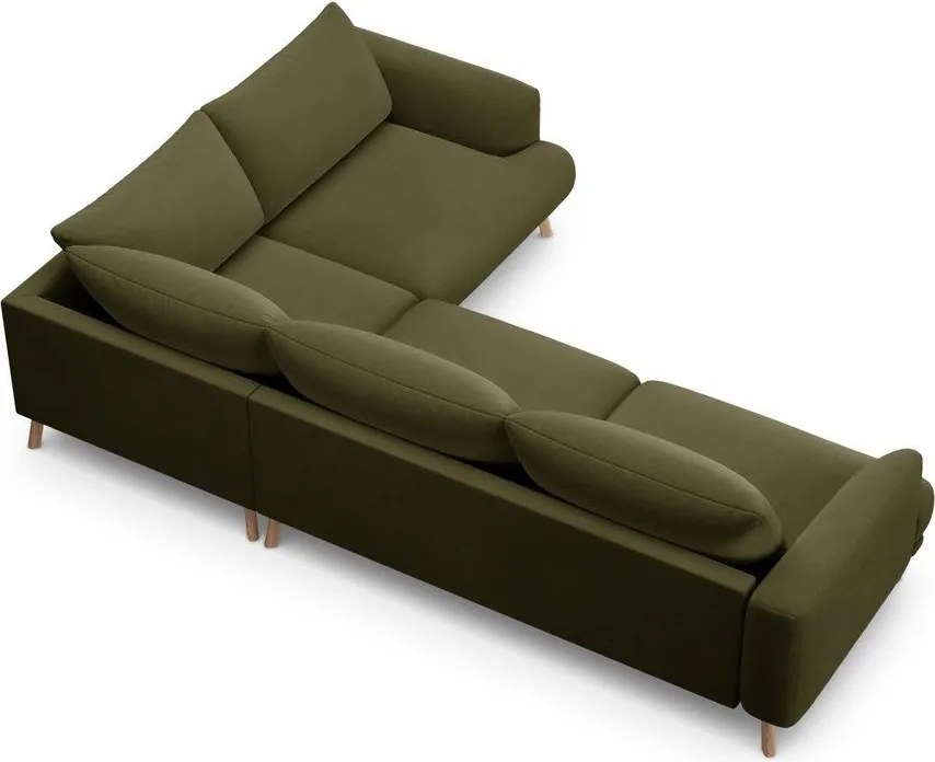 Zielony aksamitny narożnik (prawostronny/w kształcie litery L) Naomi – Micadoni