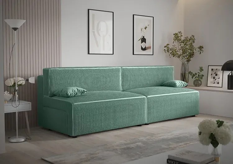 Miętowa rozkładana sofa - Lider 3X