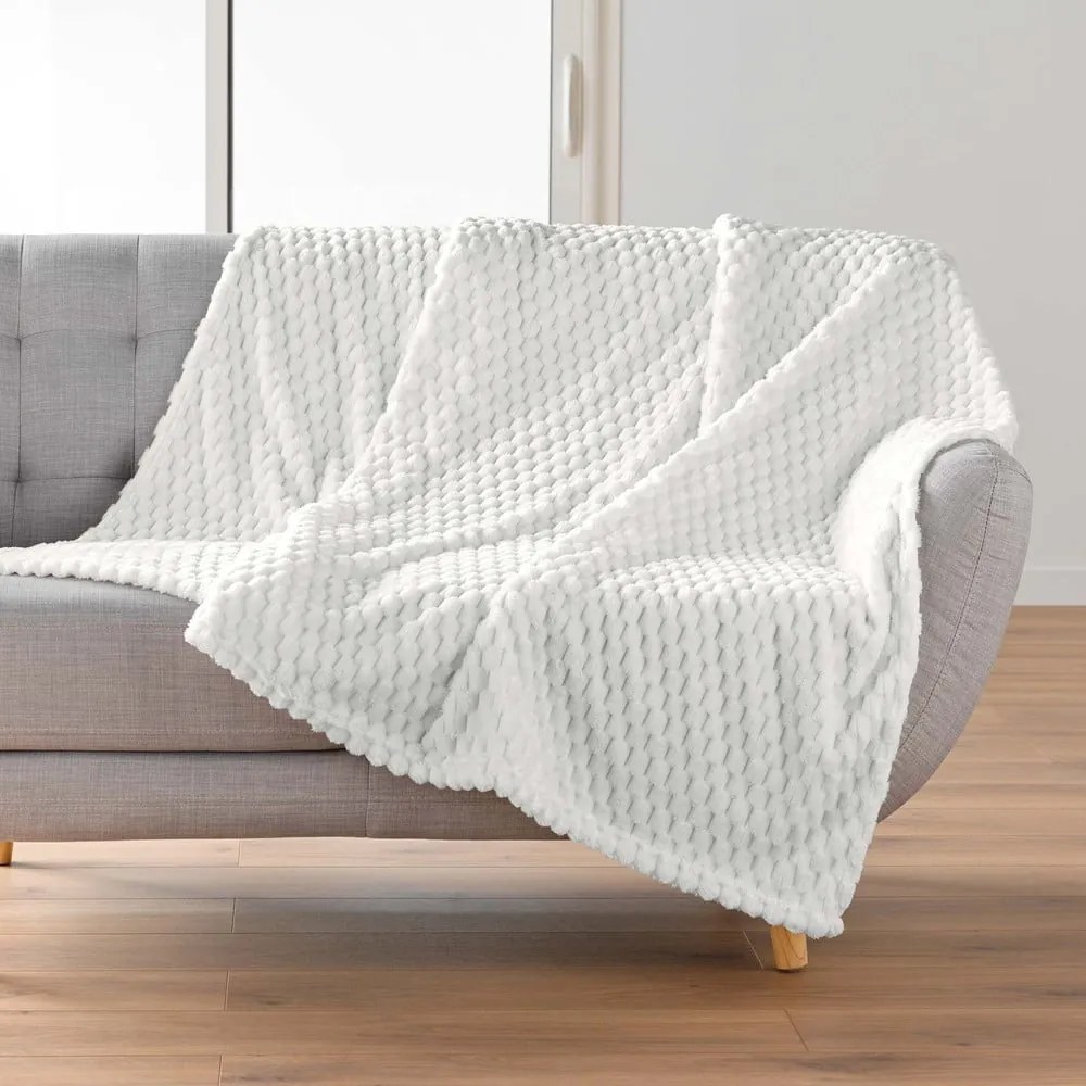 Kremowy koc z mikfroflaneli 125x150 cm Mini Frosty – douceur d'intérieur