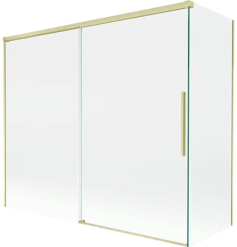 Mexen Rox parawan nawannowy 2-skrzydłowy rozsuwany 180 + 90 x 150 cm, transparent, złoty szczotkowany - 8C9-180-090-55-00