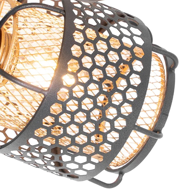 Designerska lampa sufitowa czarna ze złotem 5 świateł - NoudDesignerski Oswietlenie wewnetrzne