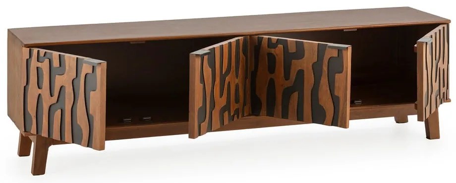 Brązowa szafka pod TV z litego drewna mango 180x50x40 cm Kantu – MOME