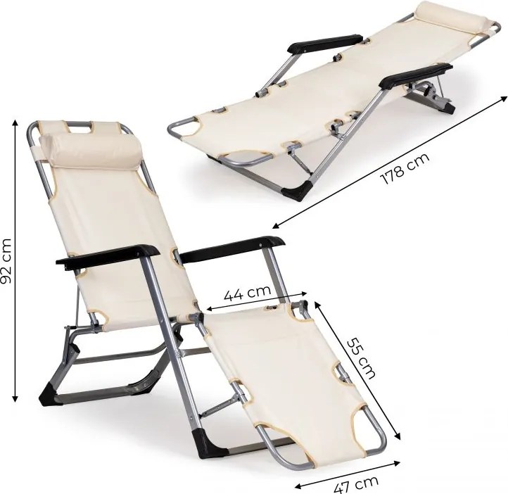Składany leżak ogrodowy z regulacją Santora 010, beżowy