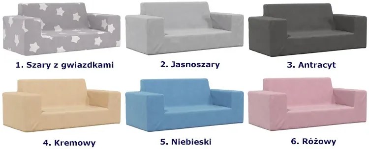 Pluszowa sofa dla dziecka szara w gwiazdki - Hallker 3X