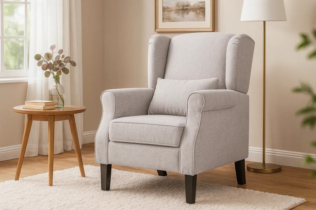 Jasnoszary fotel uszak B0-A24