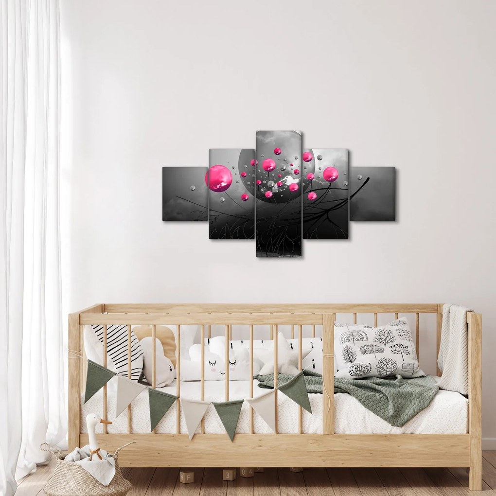 Obraz różowych abstrakcyjnych kul (125x70 cm)