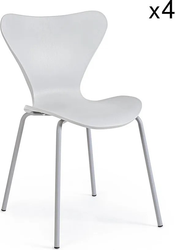 Zestaw 4 jasnoszarych krzeseł z polipropylenu ze stalowymi nogami - TESSA