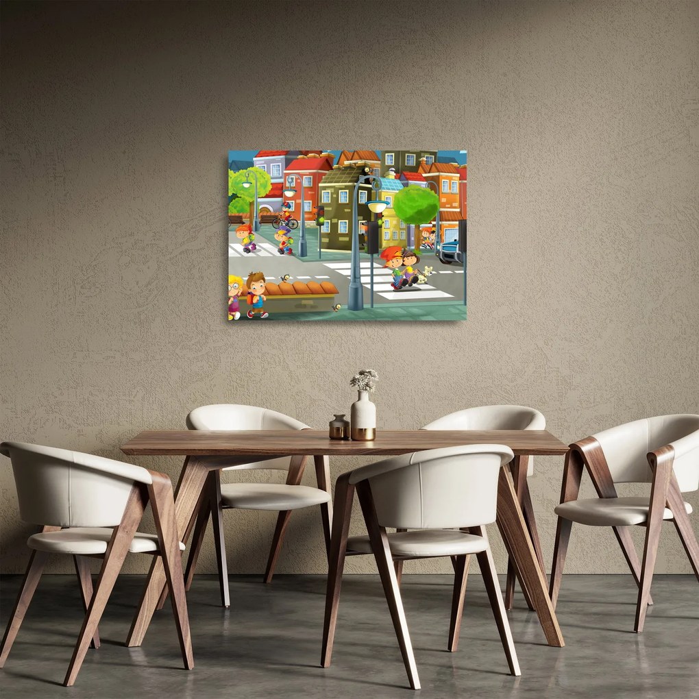 Obraz na szkle - Dziecięce miasteczko (70x50 cm)