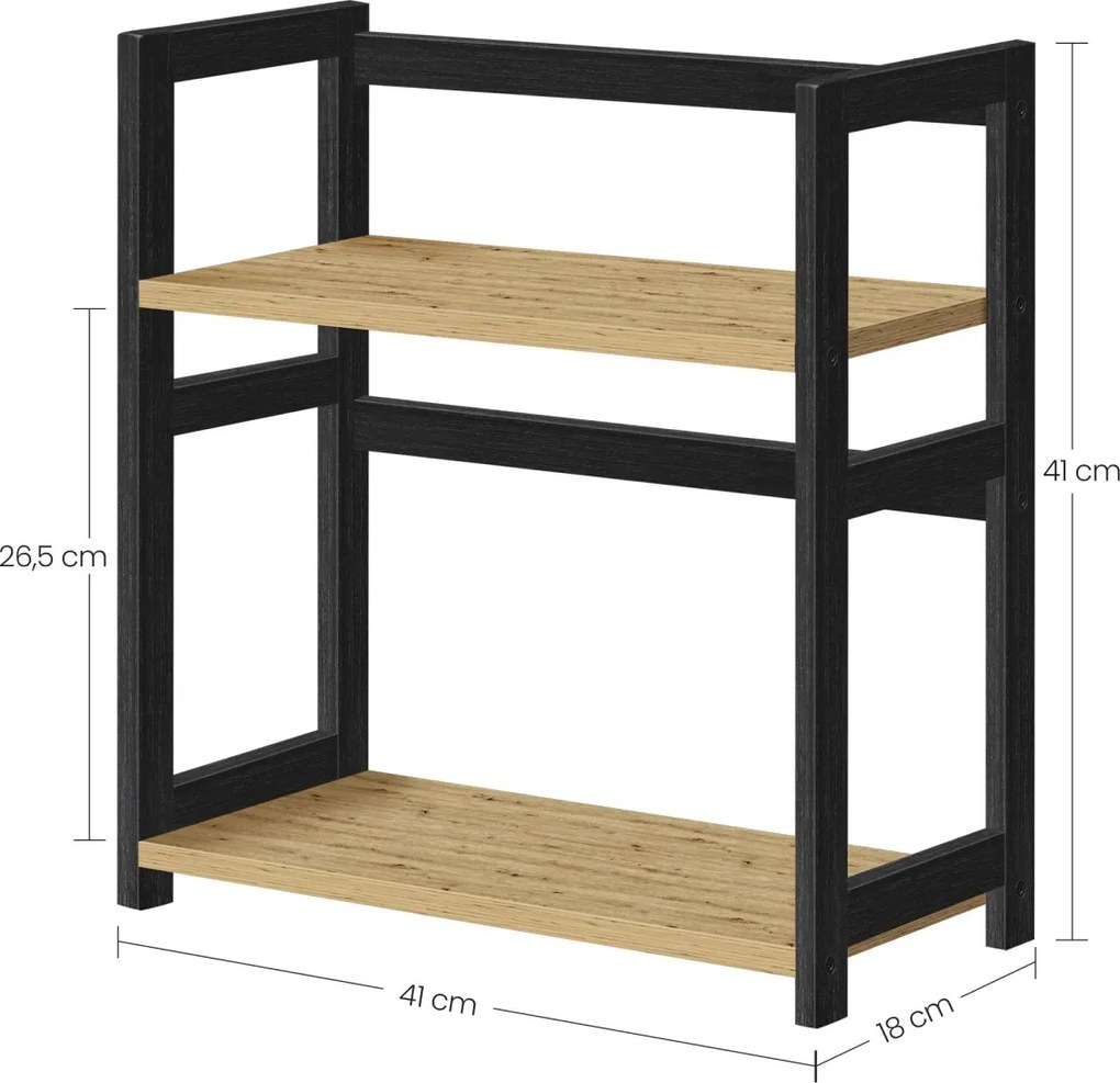 Półka na stół NORDEKO 41x41 cm, czarna / dąb artisan