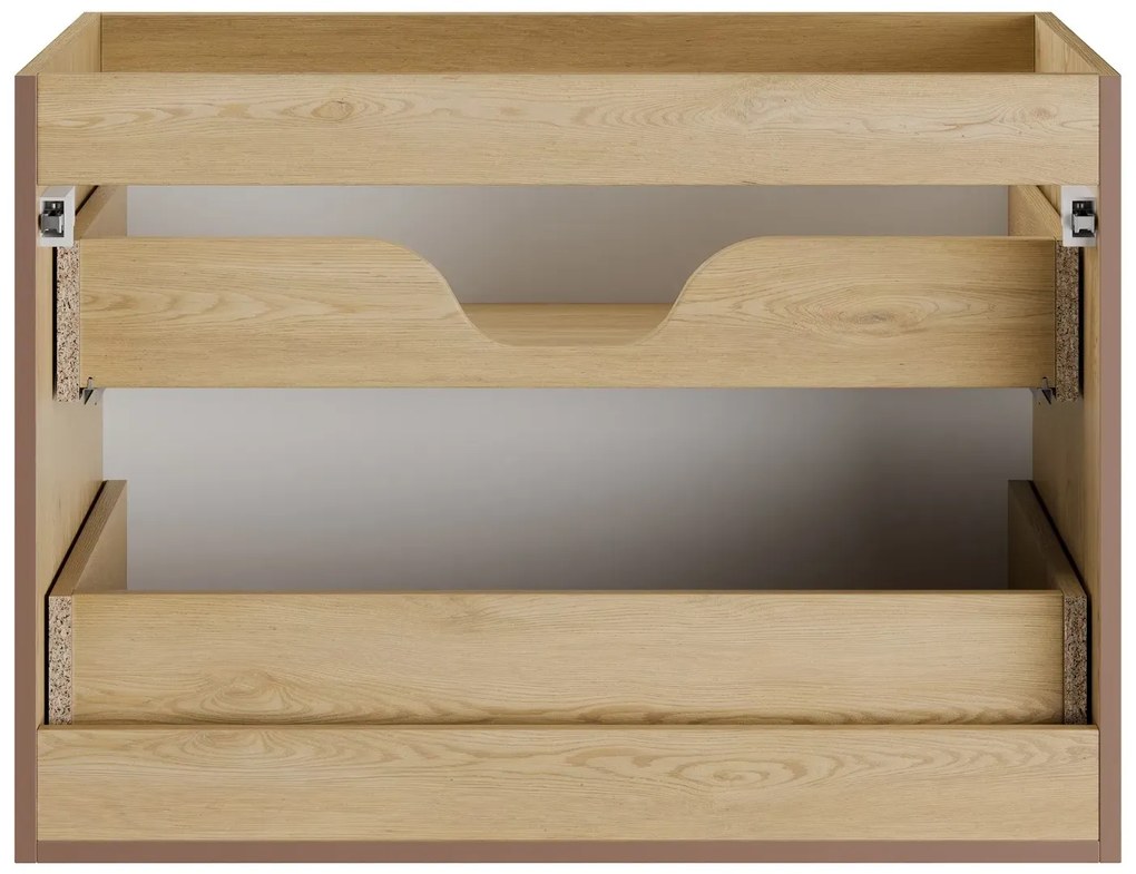 Szafka pod umywalkę nablatową NORDIC CREMONA 2S 80cm dąb cremona z blatem COMAD
