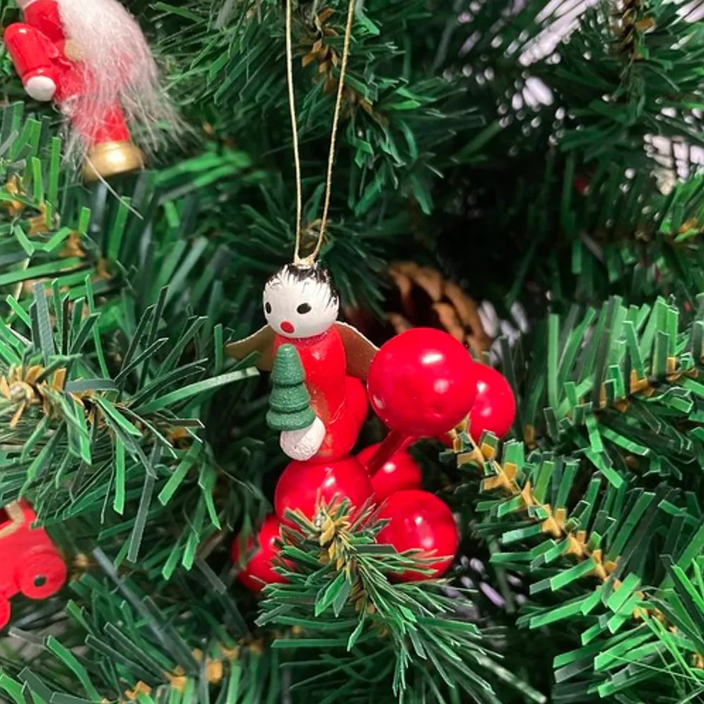 Zestaw świątecznych drewnianych ozdób RED JOY czerwony, 30 szt.