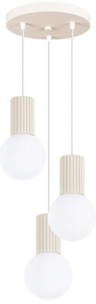 Lampa wisząca HALO 3P beżowa ryflowana SOLLUX  LIGHTING
