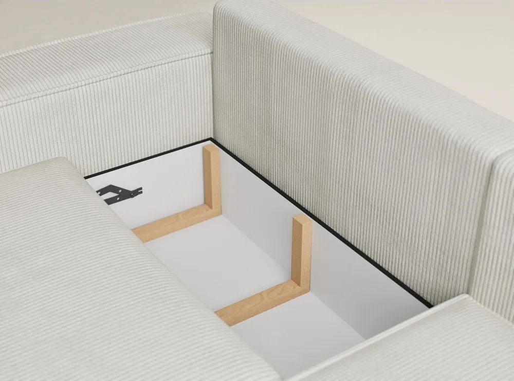 Kremowy sztruksowy rozkładany/ze schowkiem narożnik (prawostronny/w kształcie litery L) Tonga – Maison de Rêve