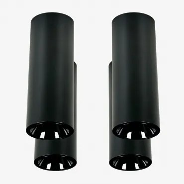 Pack 4 Okrągłych Sufitowych Opraw Led O Średnicy Ø7,2 Cm Do Montażu Powierzchniowego, Do Użytku Zewnętrznego, Wykonanych Z Alumi Czarna & 23º & Biały