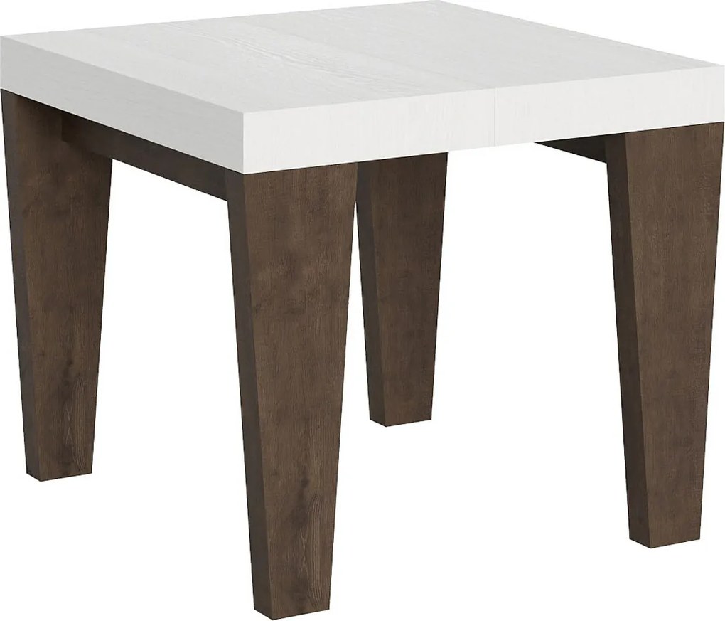 Stół rozkładany 90x90/246 cm Spimbo Mix Blat z białego jesionu - Nogi z orzecha włoskiego