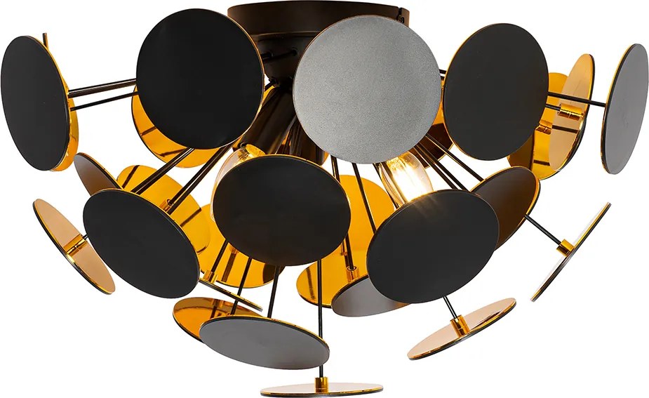 Designerska lampa wisząca czarna ze złotem 54cm 3-światła - Cerchio