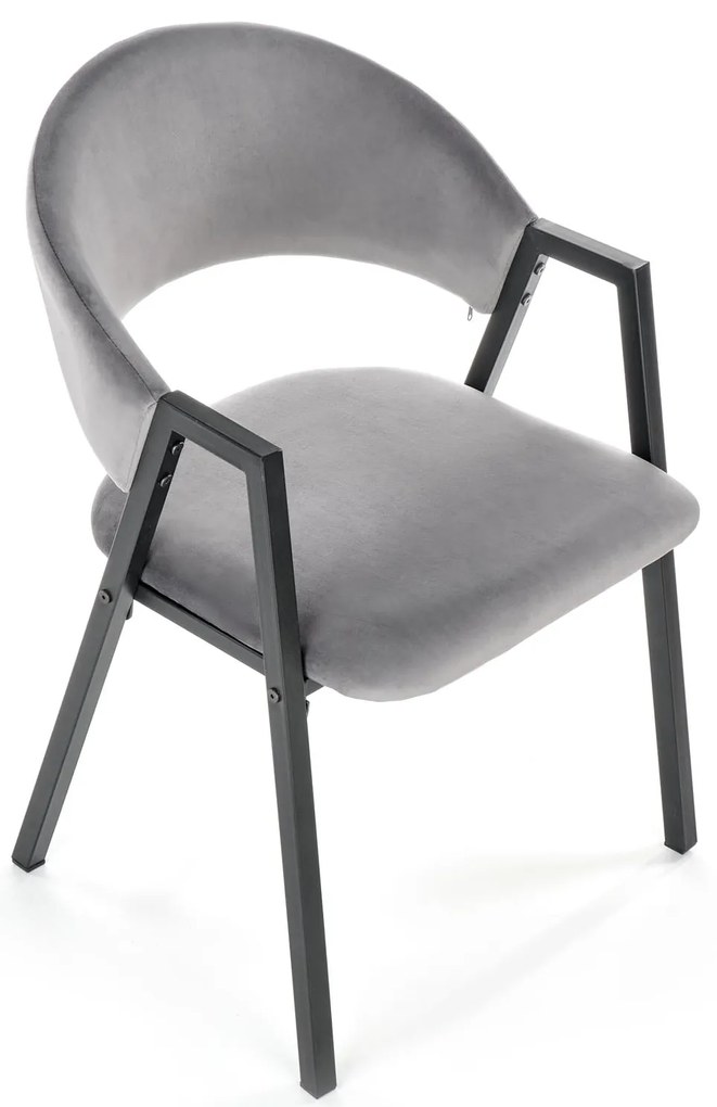 Krzesło popiel velvet K473 nowoczesne loft metalowe podłokietniki