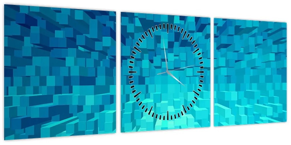 Obraz - abstrakcyjne kostki (z zegarem) (90x30 cm)
