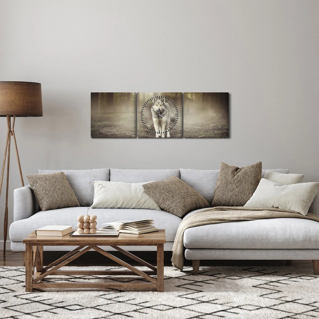 Obraz - Strażnik leśny (z zegarem) (90x30 cm)