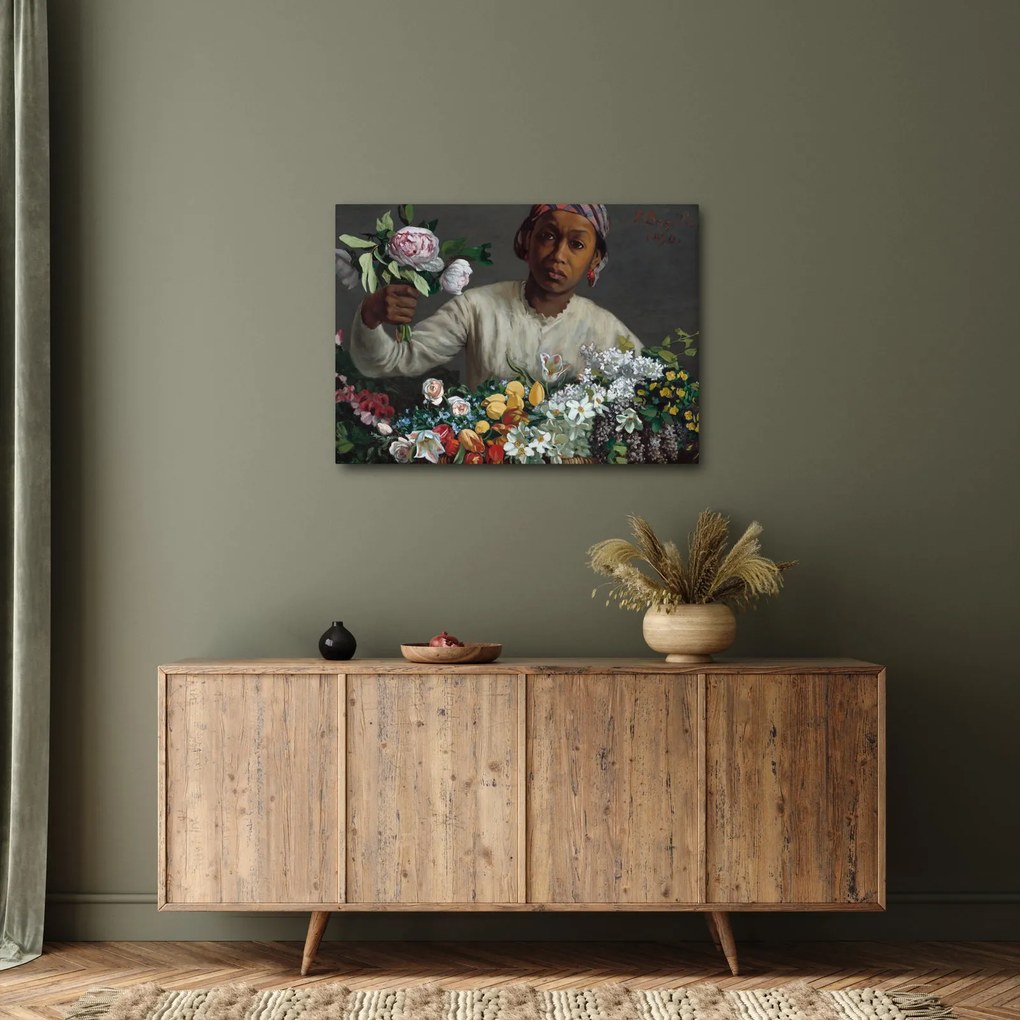 Obraz - Frédéric Bazille, Young Woman with Peonies, reprodukcje (70x50 cm)