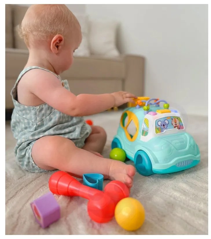 Woopie baby interaktywny samochodzik muzyczny sorter montessori niebieski