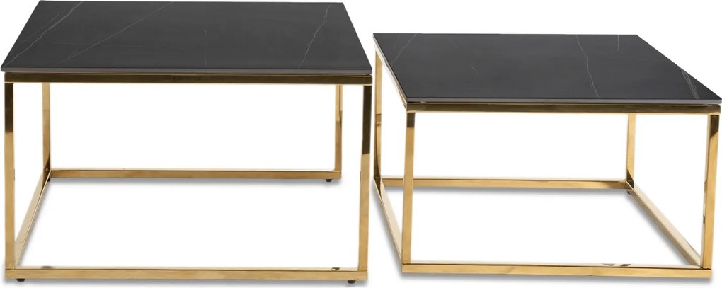 Zestaw ceramicznych stolików glamour Tenor, czarny marmur/złoty