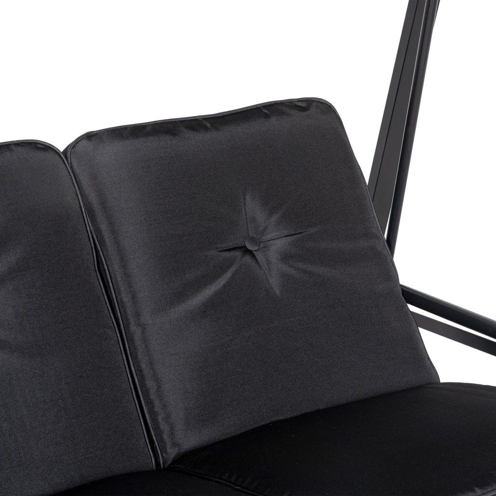 Outsunny Huśtawka Hollywood, 2-osobowa Ogrodowa z Regulowanym Dachem, do 220 kg, 145 x 116 x 172 cm, Czarna