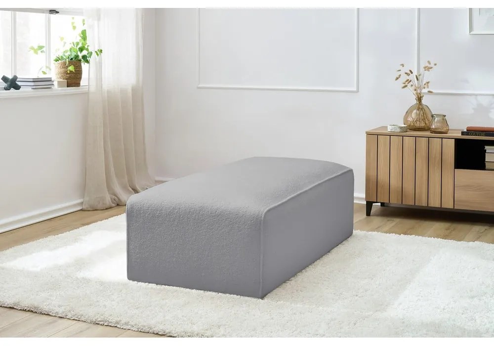 Jasnoszary podnóżek modułowy z materiału bouclé Megeve – Bobochic Paris