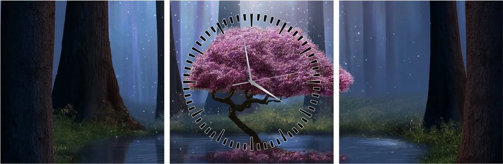 Obraz - Magiczna noc (z zegarem) (90x30 cm)