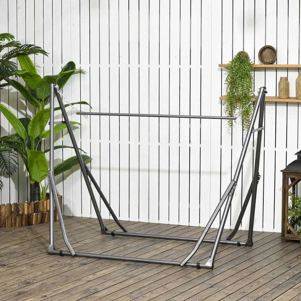 Outsunny Stojak do hamaków 2 w 1, odporny na warunki atmosferyczne, suszarka do prania, 290 cm x 92 cm x 88 cm, Czarny