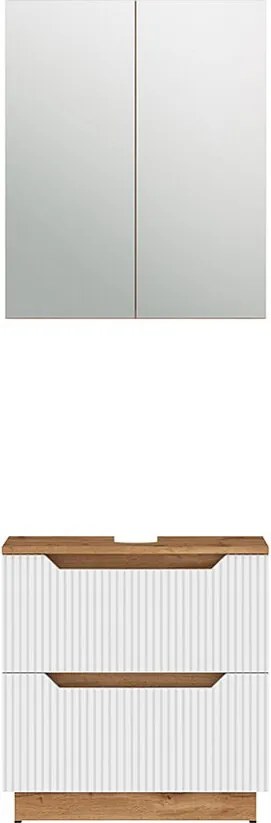 Zestaw mebli łazienkowych dąb/białe paski 59.8x32x62.5 lotta