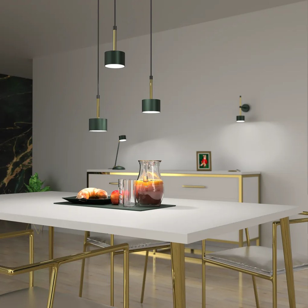 Lampa wisząca ARENA GREEN/GOLD 3xGX53, potrójna, na kole zielona, złota